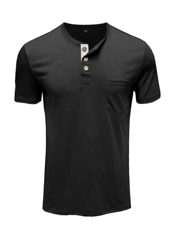 Men’s solid color casual short-sleeved T-shirt