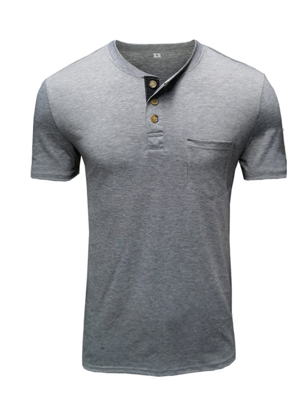 Men’s solid color casual short-sleeved T-shirt