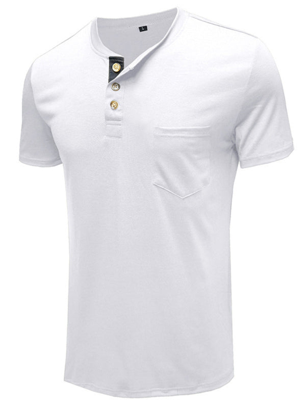 Men’s solid color casual short-sleeved T-shirt