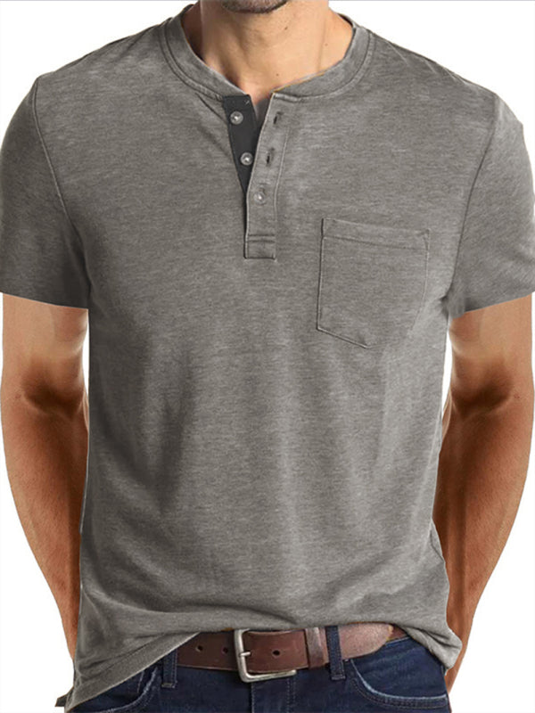 Men’s solid color casual short-sleeved T-shirt