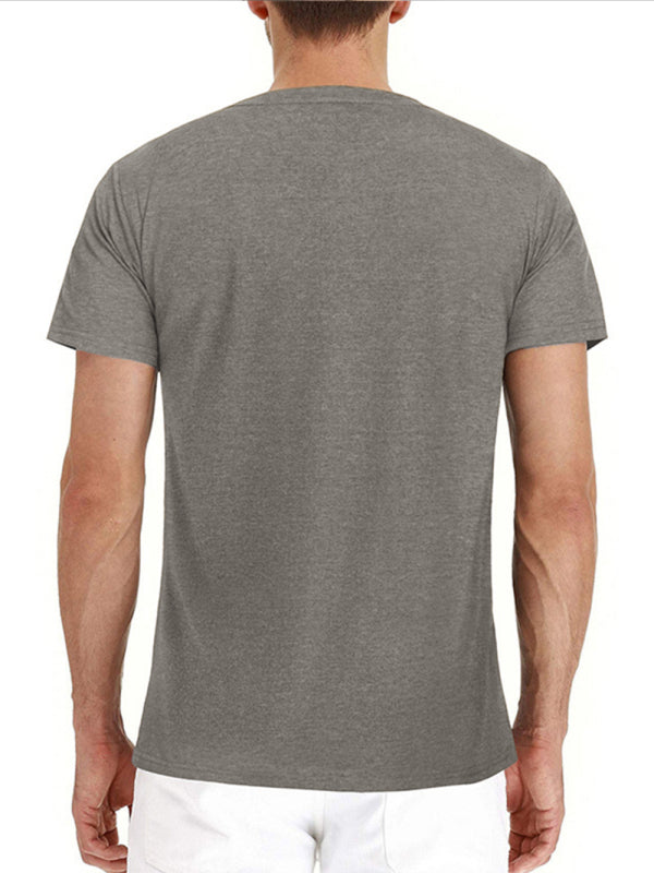 Men’s solid color casual short-sleeved T-shirt