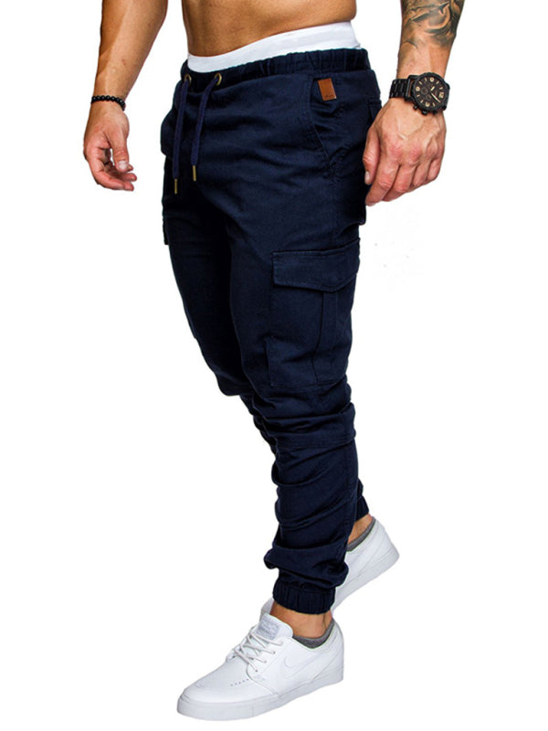 Men’s Solid Color Casual Tether Elastic Sports Baggies Men’s Trousers - Champlain color / M