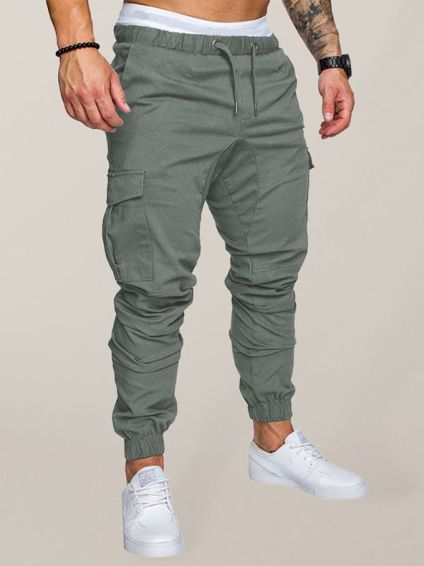 Men’s Solid Color Casual Tether Elastic Sports Baggies Men’s Trousers