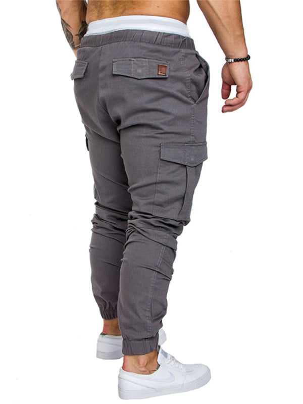 Men’s Solid Color Casual Tether Elastic Sports Baggies Men’s Trousers