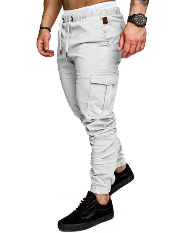 Men’s Solid Color Casual Tether Elastic Sports Baggies Men’s Trousers