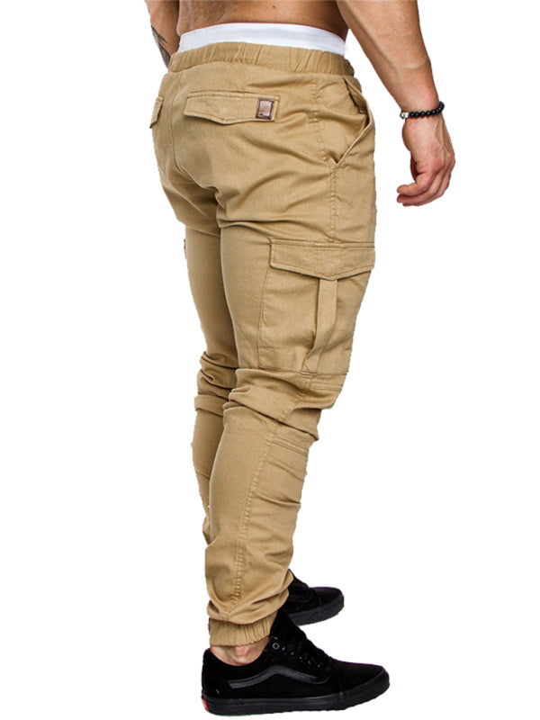 Men’s Solid Color Casual Tether Elastic Sports Baggies Men’s Trousers