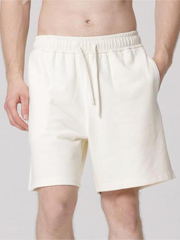 Men’s solid color loose casual sports shorts - Cracker khaki / S