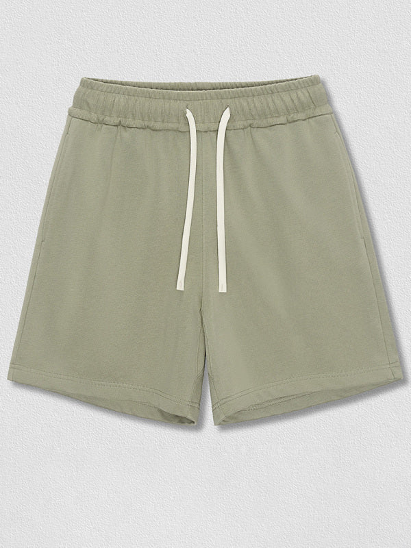 Men’s solid color loose casual sports shorts - Green / S