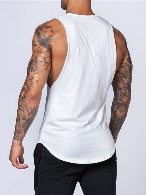 Men’s Solid Color Round Neck Casual Breathable Slim Fit Sports Vest