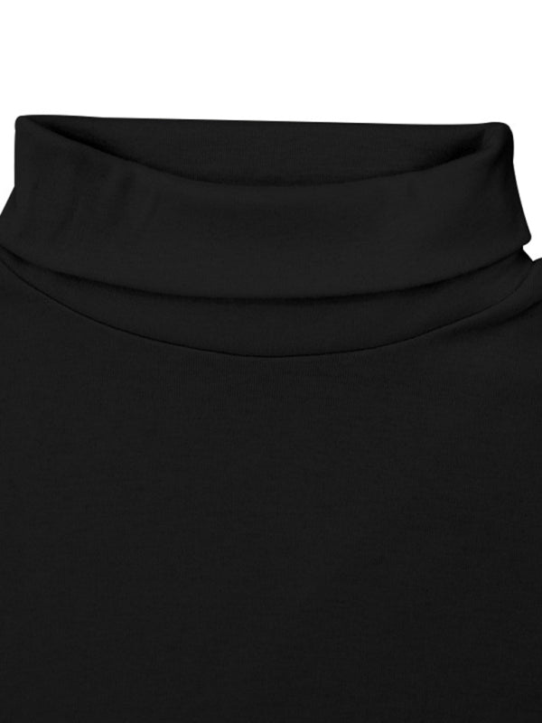 Men’s Solid Color Turtleneck Long Sleeve T-Shirt