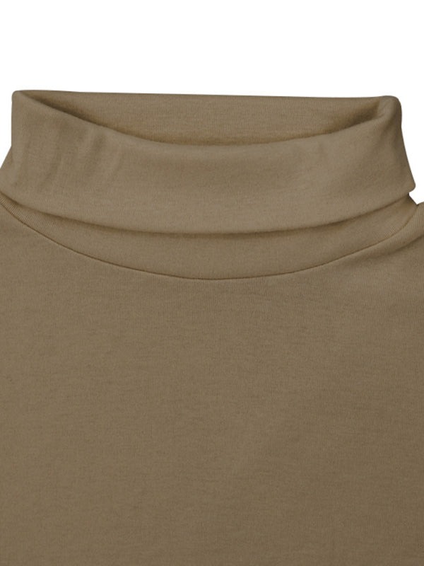 Men’s Solid Color Turtleneck Long Sleeve T-Shirt
