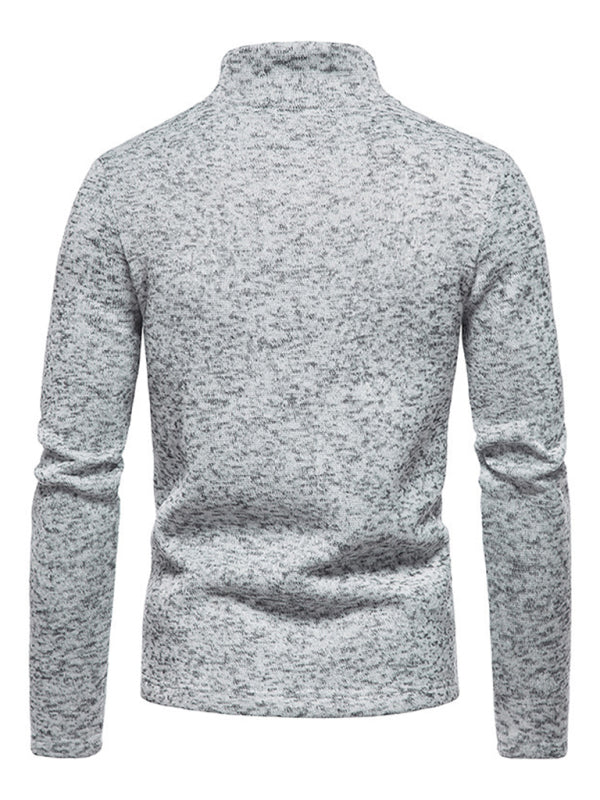 Men’s solid color turtleneck zipper long sleeve sweatshirt
