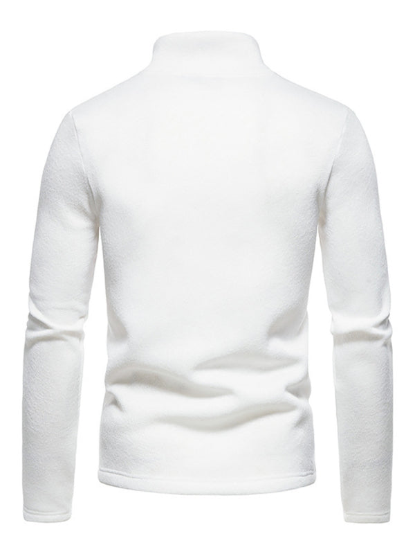 Men’s solid color turtleneck zipper long sleeve sweatshirt
