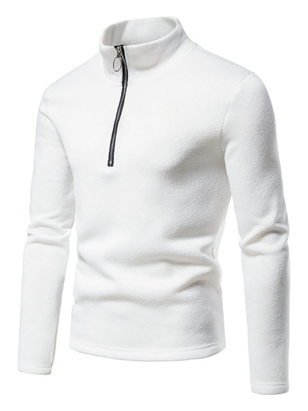 Men’s solid color turtleneck zipper long sleeve sweatshirt