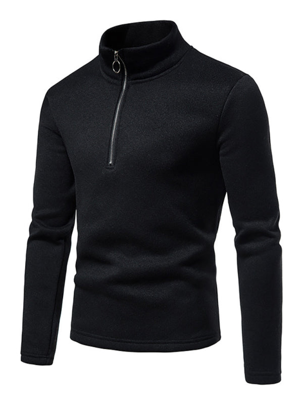 Men’s solid color turtleneck zipper long sleeve sweatshirt