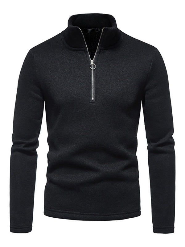 Men’s solid color turtleneck zipper long sleeve sweatshirt