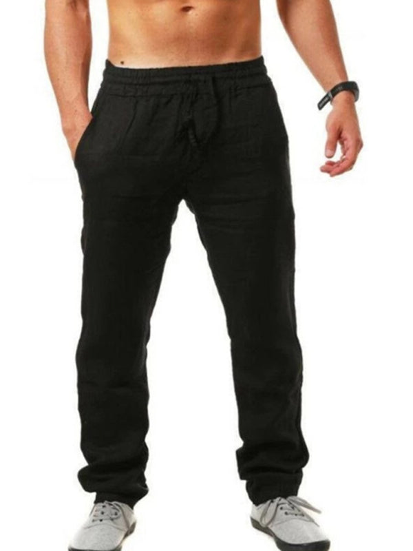 Men’s solid elasticated waist loose-fitting casual pants