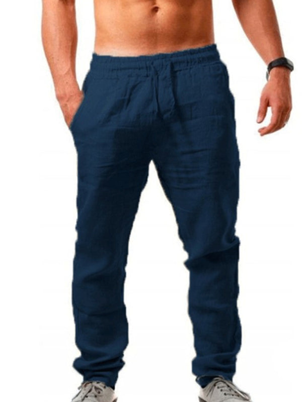 Men’s solid elasticated waist loose-fitting casual pants - Champlain color / S