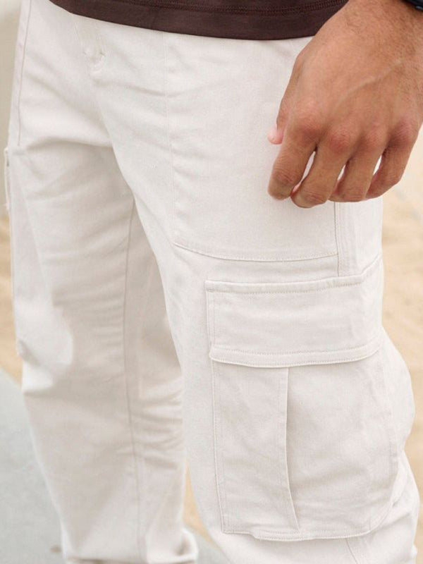 Men’s spliced solid color casual sports loose overalls