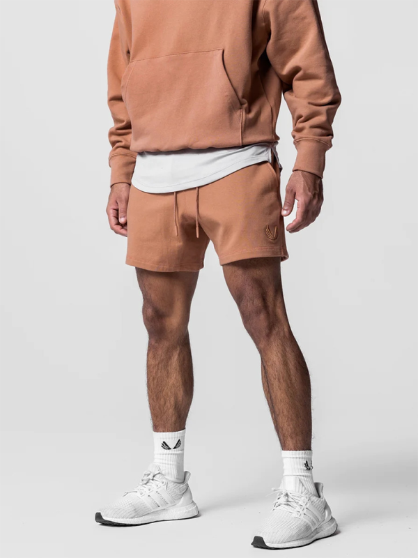 Men’s sports and leisure retro loose training running embroidered versatile shorts - Orange / M