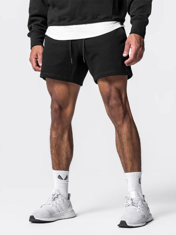 Men’s sports and leisure retro loose training running embroidered versatile shorts - Black / M
