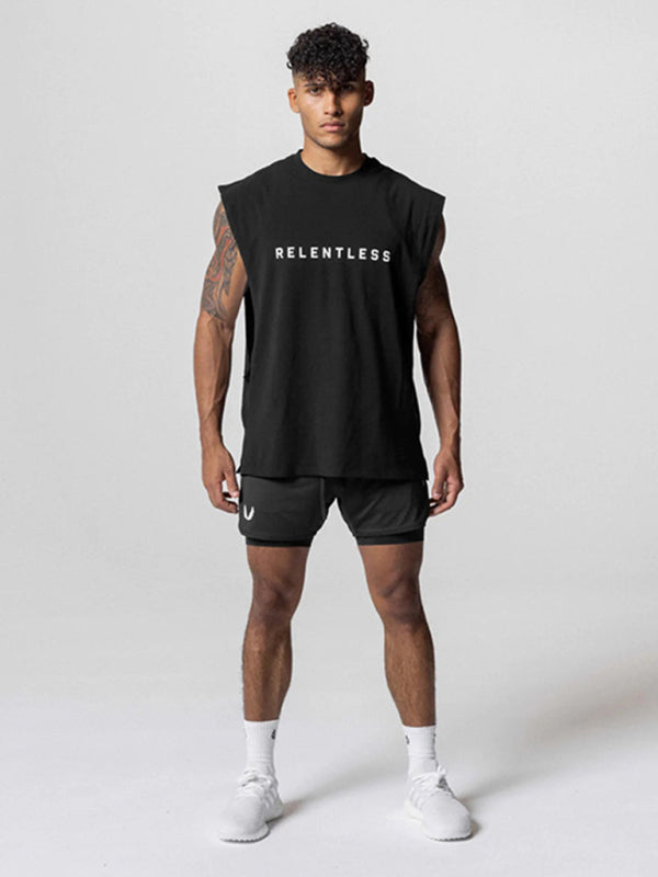 Men’s Sports Loose Round Neck Quick Dry Sleeveless Vest - Black / M