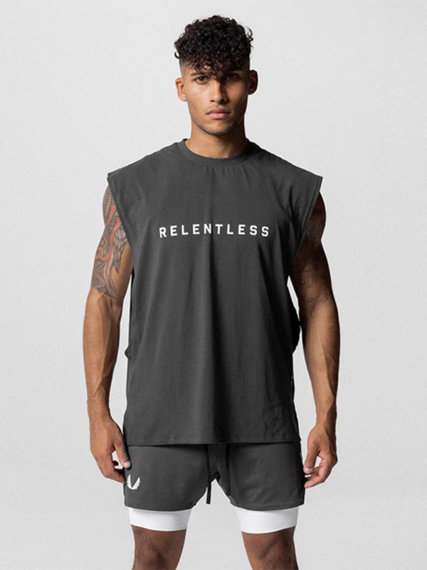 Men’s Sports Loose Round Neck Quick Dry Sleeveless Vest - Grey / M