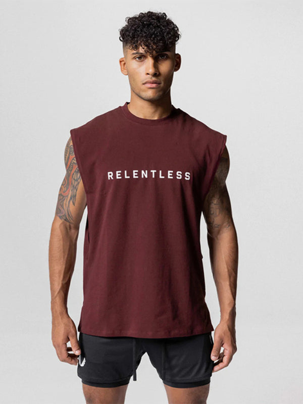 Men’s Sports Loose Round Neck Quick Dry Sleeveless Vest - Wine Red / M
