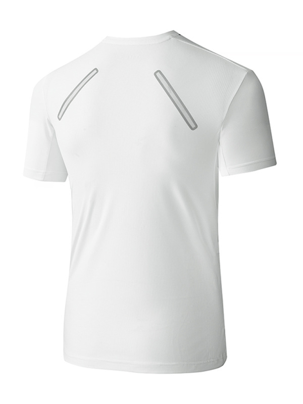 White short-sleeved breathable stretch T-shirt for men’s outdoor sports and fitness activities