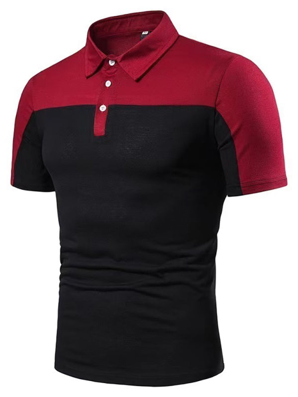 Men’s Spring-Summer Lapel Collar Polyester Polo Shirt - Black / S