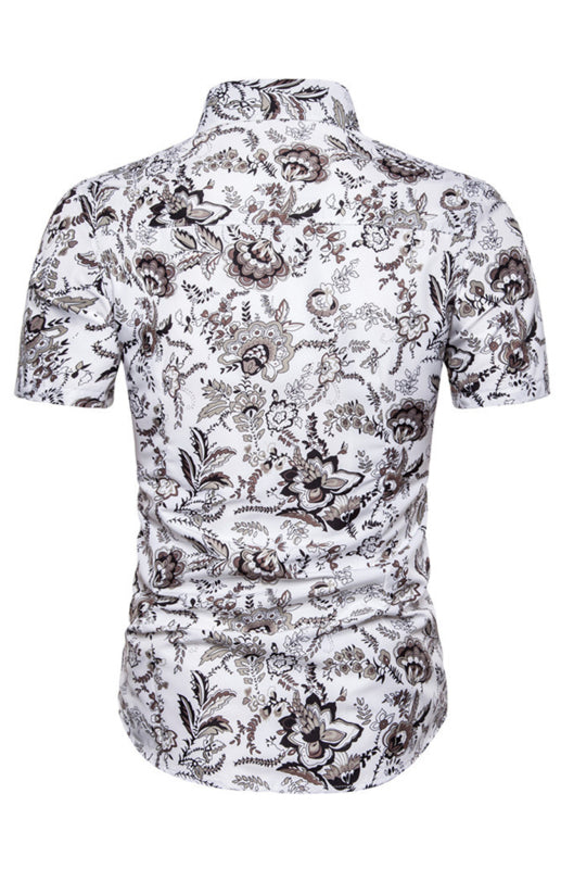 Men’s Spring-Summer Leisure Lapel Collar Full Body Print Woven Shirt