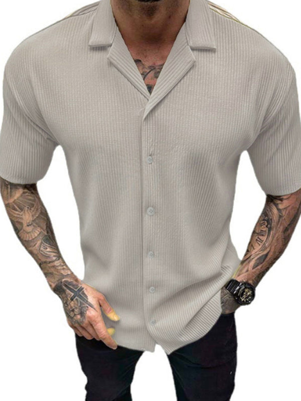 Men’s Spring-Summer Woven Polyester Shirt Without Back Pocket - Khaki / M
