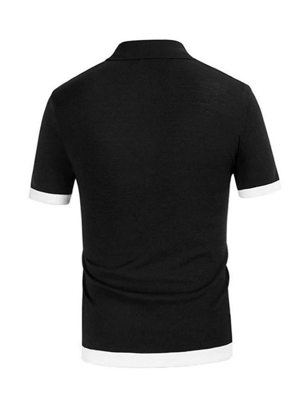 Men’s Striped Button-Up Polo Shirt