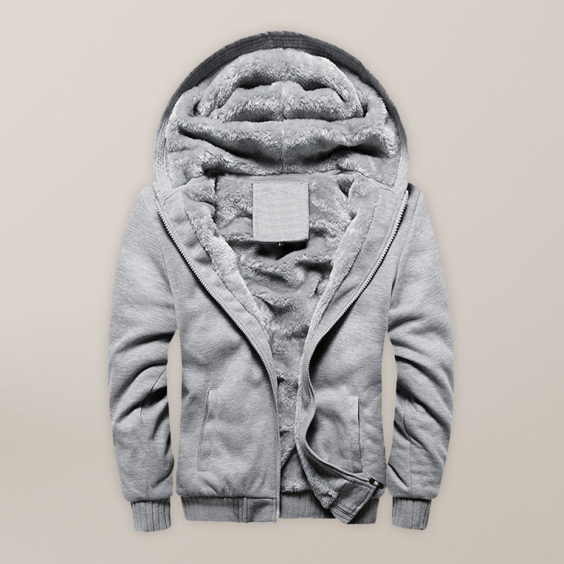 Men’s Sweater Hooded Loose Sports Fleece Thickening Men’s Coat - Grey / S