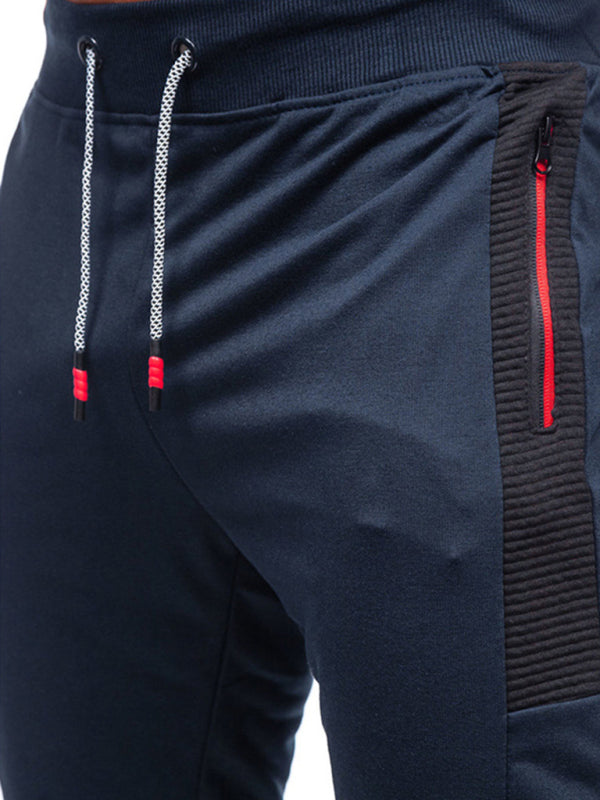 Men’s Sweatpants Contrasting Color Pocket Straight Casual Pants