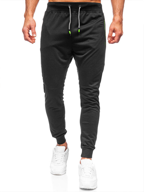 Men’s Sweatpants Contrasting Color Pocket Straight Casual Pants
