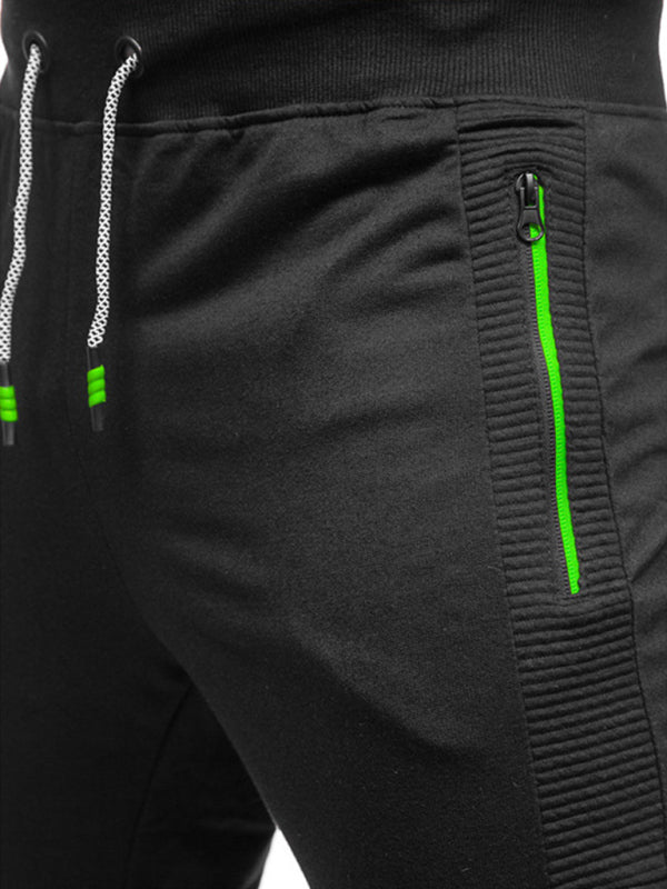 Men’s Sweatpants Contrasting Color Pocket Straight Casual Pants