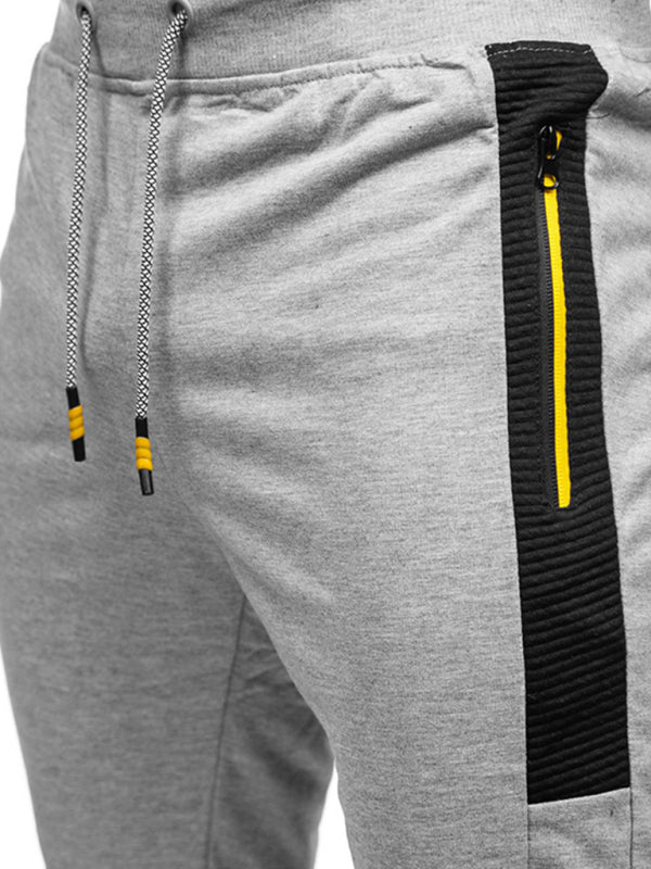 Men’s Sweatpants Contrasting Color Pocket Straight Casual Pants