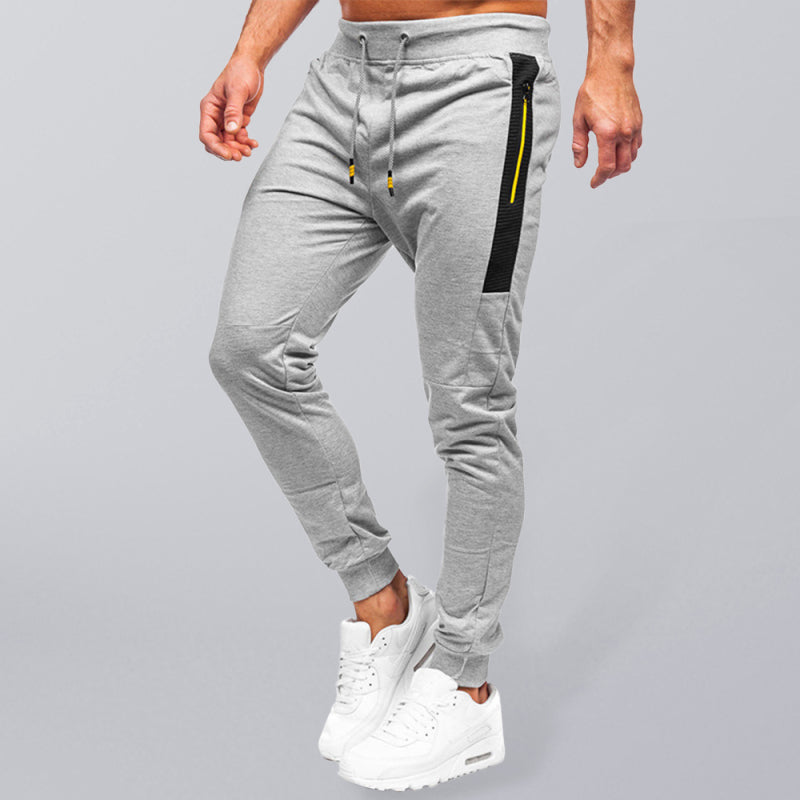 Men’s Sweatpants Contrasting Color Pocket Straight Casual Pants - Grey / XL