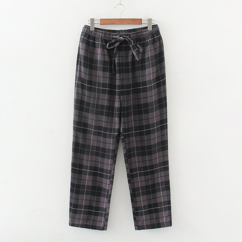 Men’s thickened warm cotton frosted trousers pajamas - Black / S