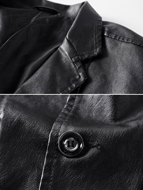 Men’s Warm Casual Slim Leather Leather Suit