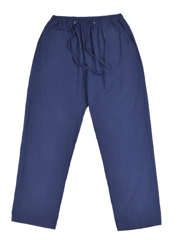 Men’s woven all-match linen casual trousers