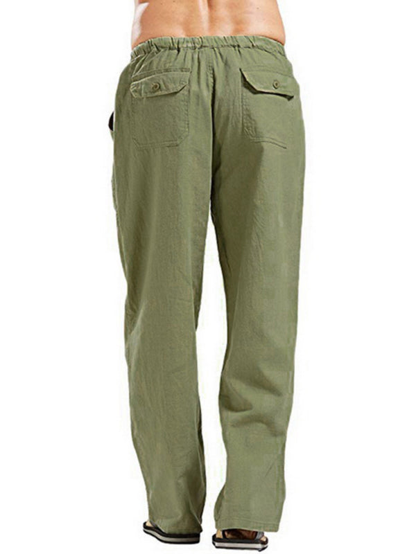 Men’s woven all-match linen casual trousers