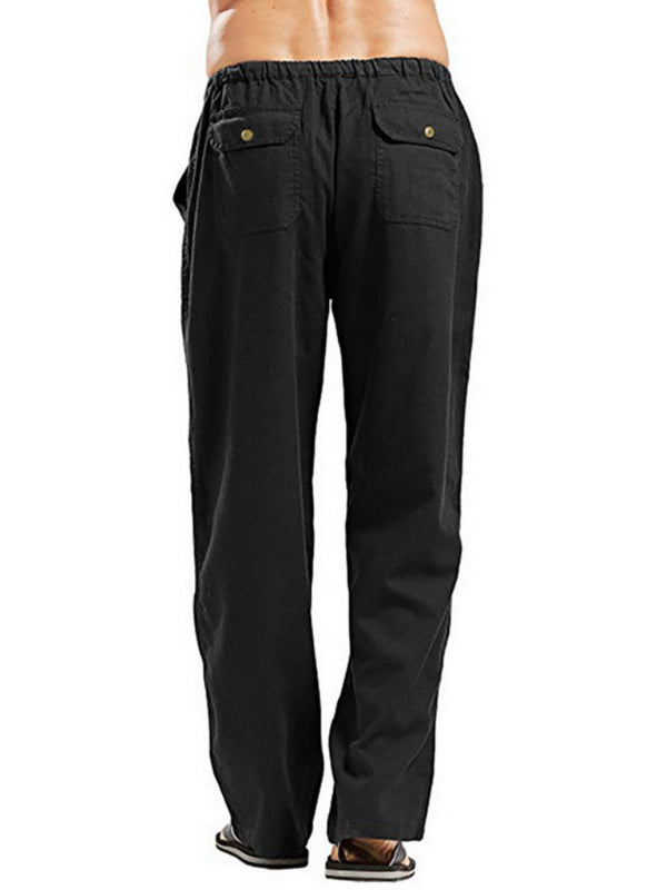Men’s woven all-match linen casual trousers
