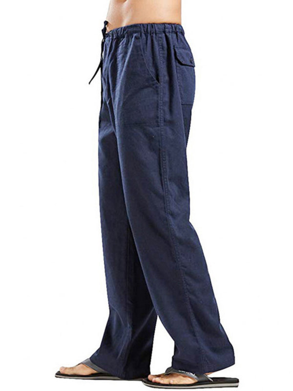 Men’s woven all-match linen casual trousers