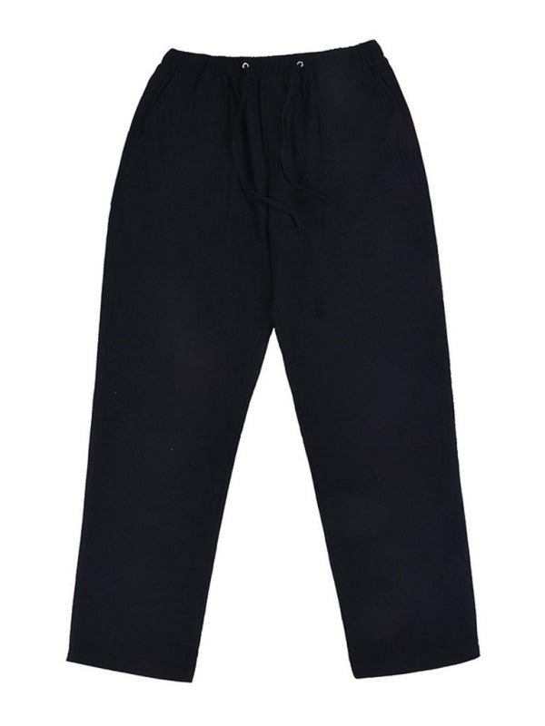 Men’s woven all-match linen casual trousers