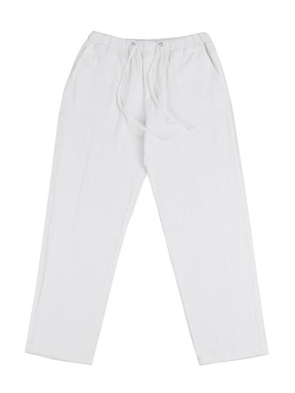 Men’s woven all-match linen casual trousers
