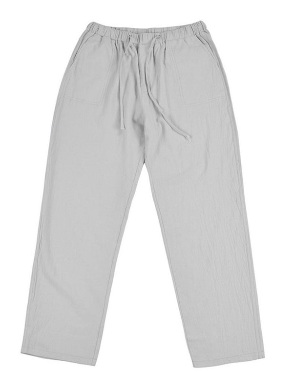 Men’s woven all-match linen casual trousers