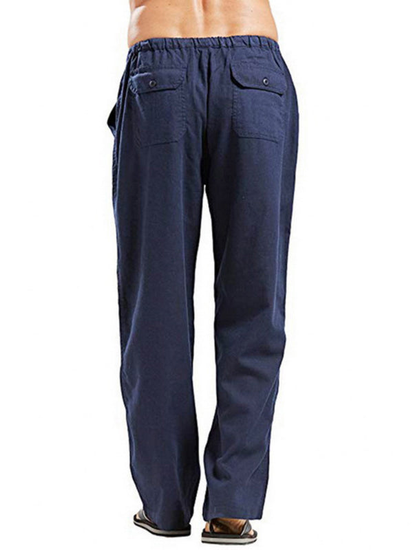 Men’s woven all-match linen casual trousers