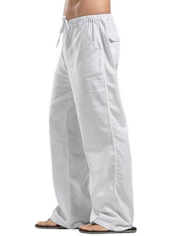 Men’s woven all-match linen casual trousers